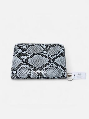 Ciel Snake-Print Zip Wallet in Black and Gray